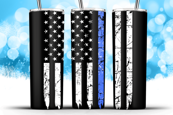 20oz Wrap Flag Single Thin Blue Line Graphics and Crafts