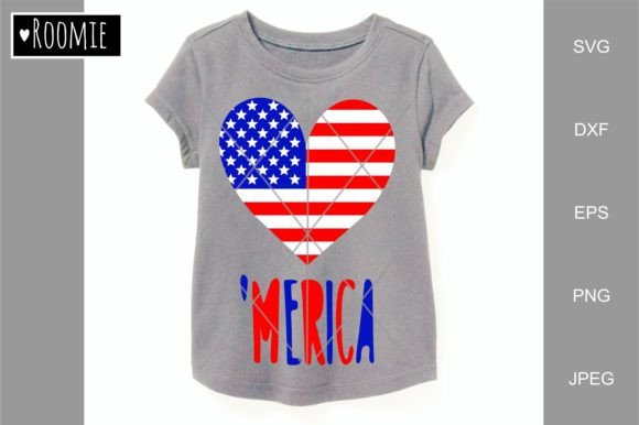 4th of July American Flag Heart SVG Graphics & Crafts