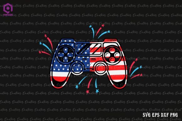 4th of July Video Game Gamer USA Flag Graphics