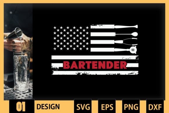 American Flag Bartender Bar Working