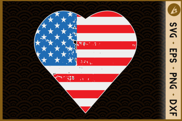 American Flag Heart 4th of July Graphics & Crafts