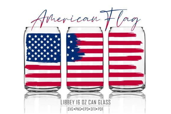 American Flag Libbey Can Glass Svg Graphics