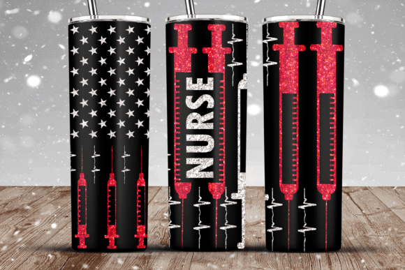 American Nurse Flag REDGlitter 20oz Wrap