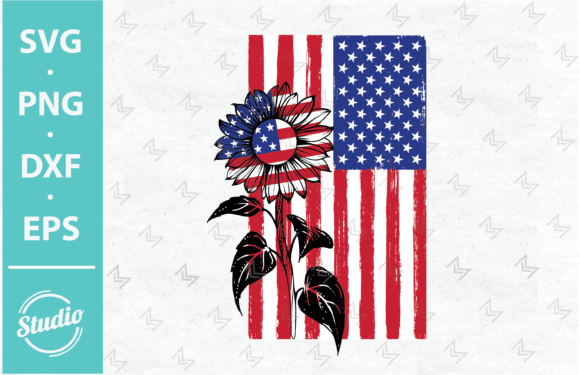 American Sunflower Flag, 4th of July Svg