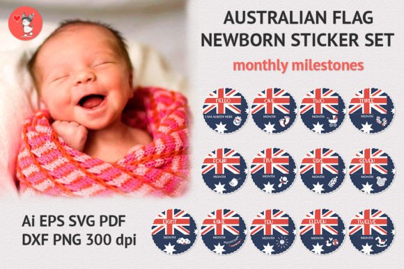Australian Flag Newborn Sticker Set: Graphics & Crafts for Real Projects