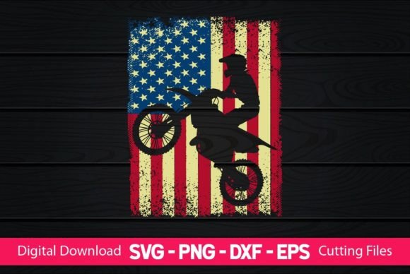 Biker American Flag Graphics and Crafts
