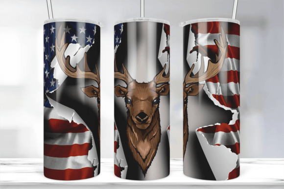 Deer American Flag 20Oz Tumbler Graphics and Crafts