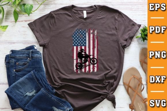 Dirt Bike USA Flag Design Graphics