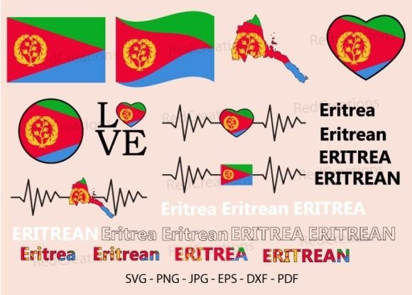 Eritrea Flag Bundle SVG, Love, Map