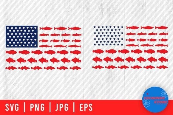 Fishing and American Flag Svg