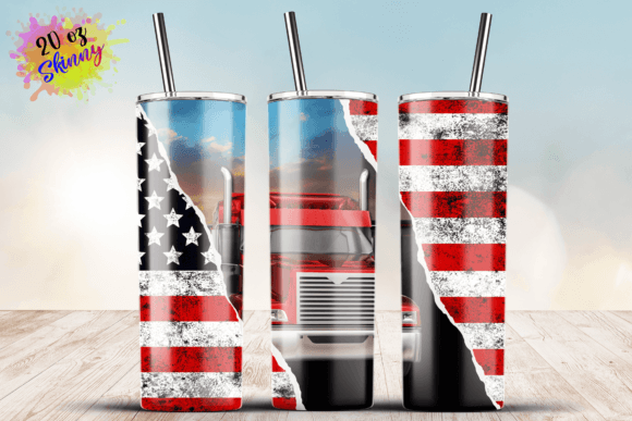 Flag American Truck 20oz Skinny Tumbler: Graphics and Crafts in Action