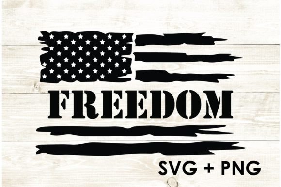 Freedom Text Flag Distressed USA Graphics