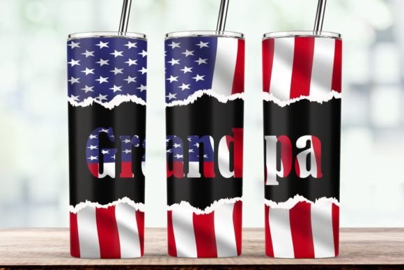 Grandpa American Flag 20 Oz Tumbler Wrap