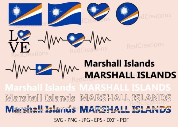 Marshall Islands Flag Bundle Svg, Love: Graphics for Crafts