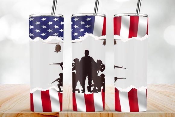 Military American Flag 20Oz Tumbler Wrap: Graphics and Crafts