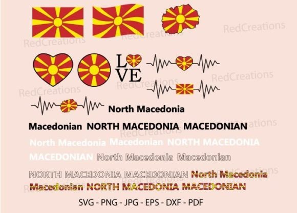 North Macedonia Flag Bundle Svg, Love – Graphics & Crafts