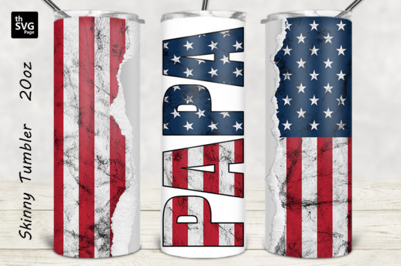 PAPA American Flag Tumbler Design: Graphics & Crafts for Local Business