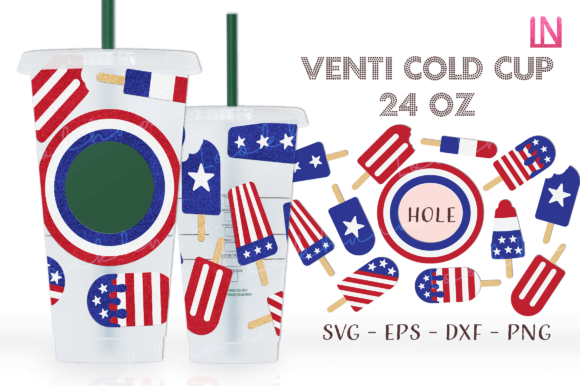 Popsicle USA Flag Venti Cup Wrap SVG