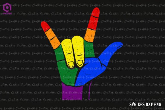 Pride Flag ASL I Love You LGBT Graphics