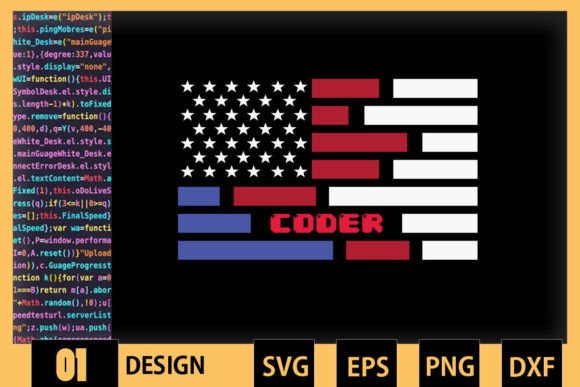 Software Developer COder USA Flag Graphics