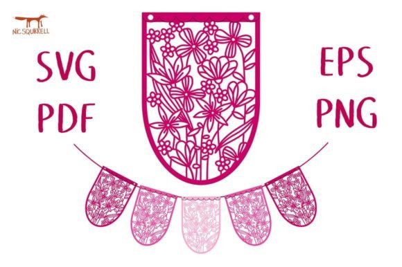 Summer Flower Garden Bunting Flag SVG for Crafts and Graphics