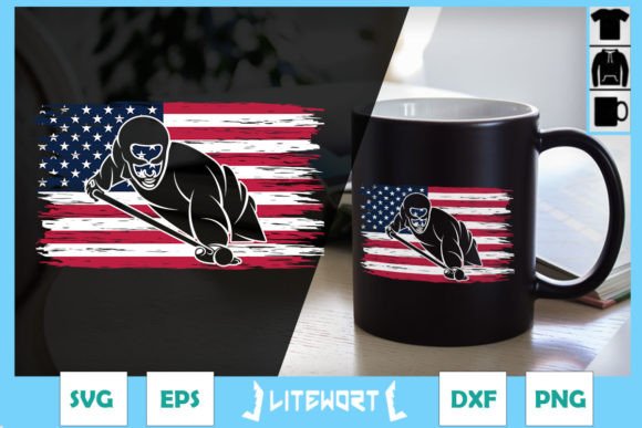 USA Flag Billiards Player SVG: Graphics & Crafts