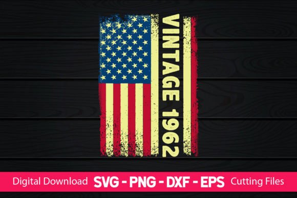 Vintage 1962 American Flag Graphics & Crafts